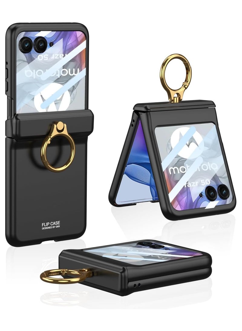 general Motorola Razr 50 2024 Case with Hinge Protection Build-in Screen Protector Kickstand Ring Holder Anti-Scratches Hard PC Protective Case for Moto Razr 50 - Image 1