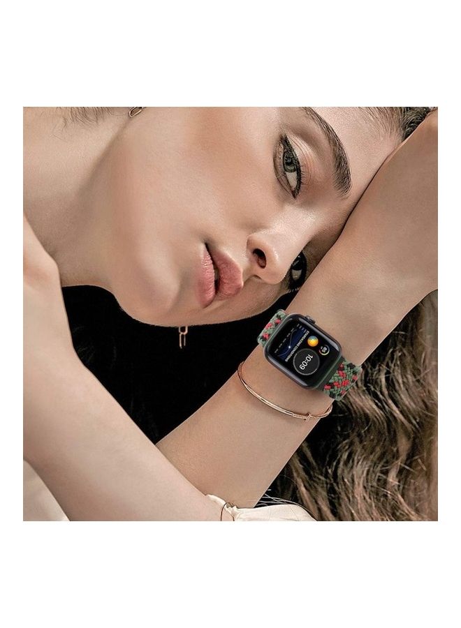 NIBEMINENT Adjustable Solo Loop Band With Buckle For Apple Watch 38/40/41mm Green/Red/Black - Image 3