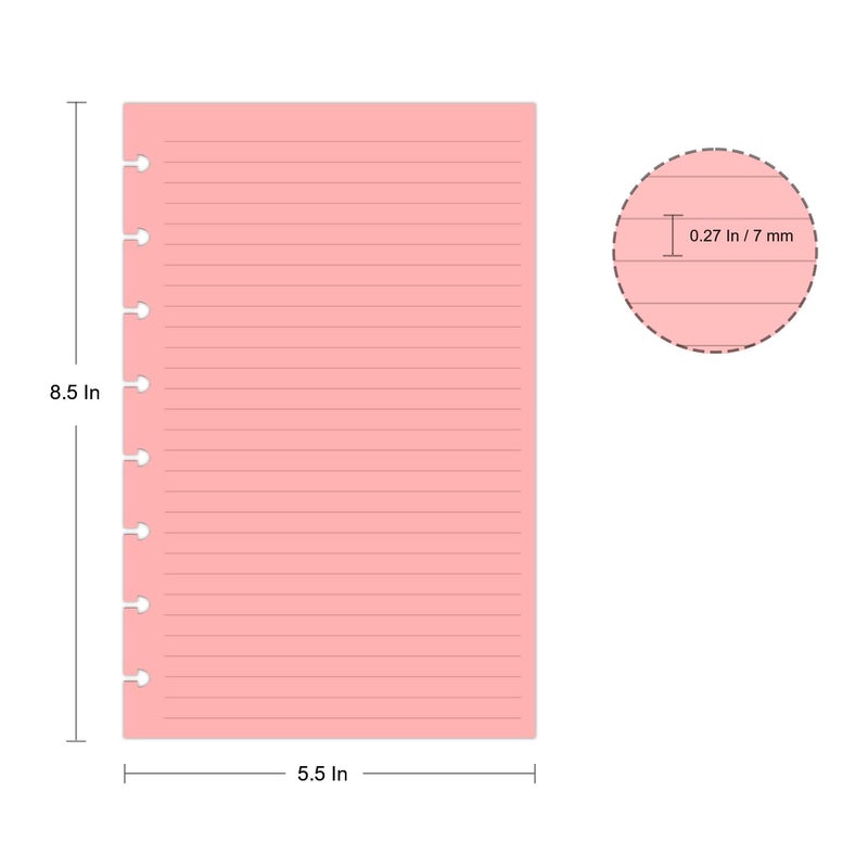 Cheericome Junior Size Refills Paper, A5 Loose Leaf Paper for TUL Custom Note-Taking System Discbound Notebook Planner Inserts, 5 Colors(20 Sheets/C), Total 100 Sheets/200 Pages, College Ruled, 5.5 X 8.5 Inch - Image 3