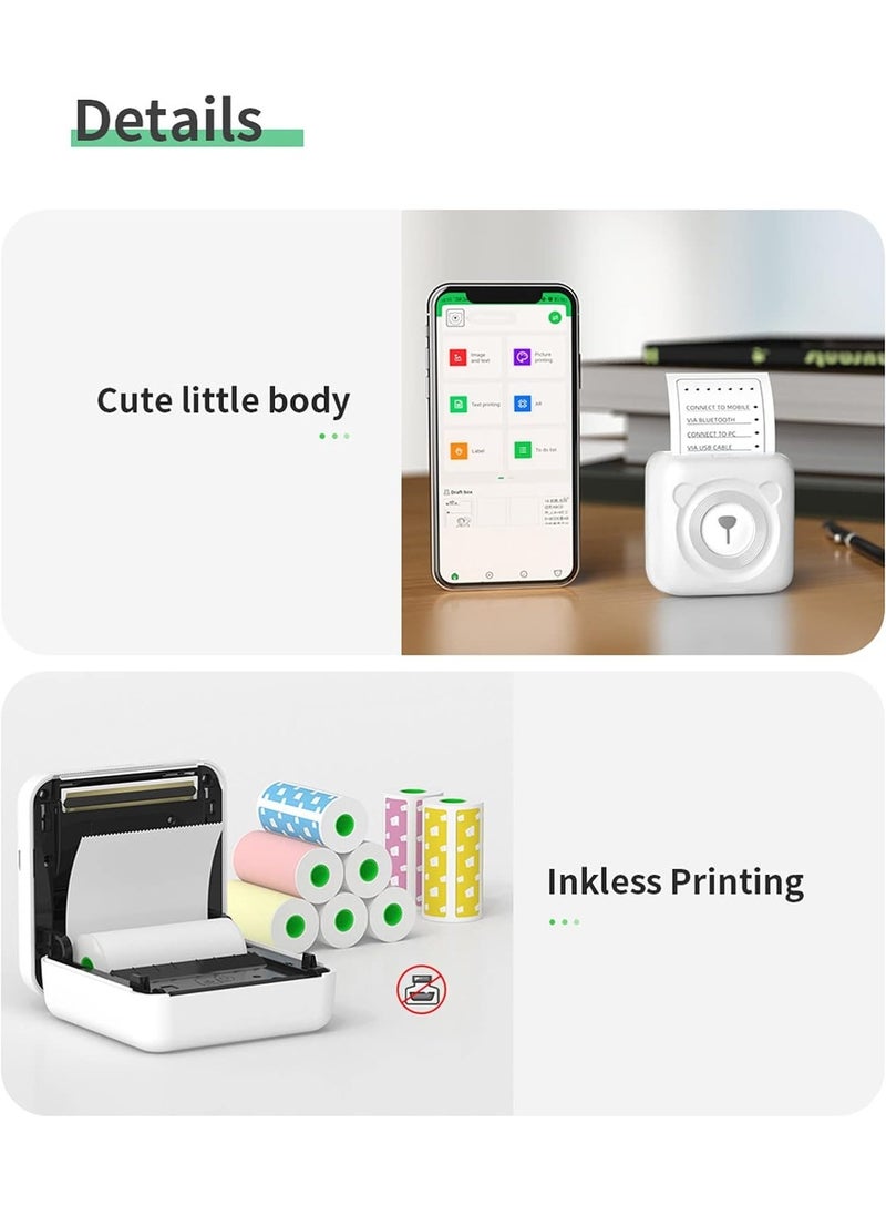 PeriPage - Bisofice PeriPage Mini Printer, PeriPage A6 Pro 304DPI, Pocket HD Wireless BT Thermal Printer Picture Photo Label Memo Notes Journal Receipt Paper Instant Printer Sticker AR Photo Inkless Printing - Image 1