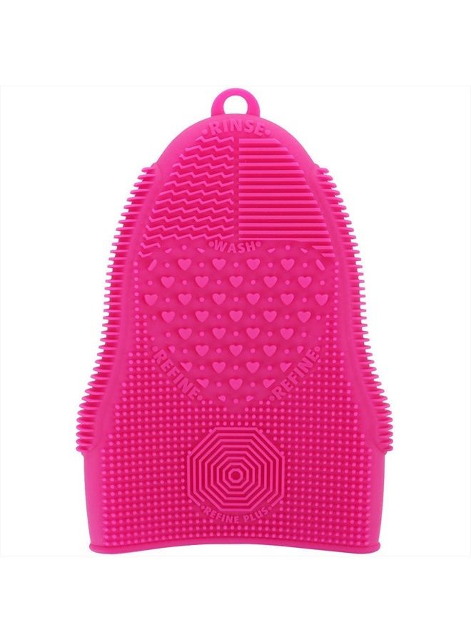 ScivoKaval Makeup Brush Cleaner Glove Mat Mitt Silicone Cosmetic Cleaning Scrubber Tool Face Brushes and Eye Brush Washing Pad Pink (Rose Red)  - Image 1