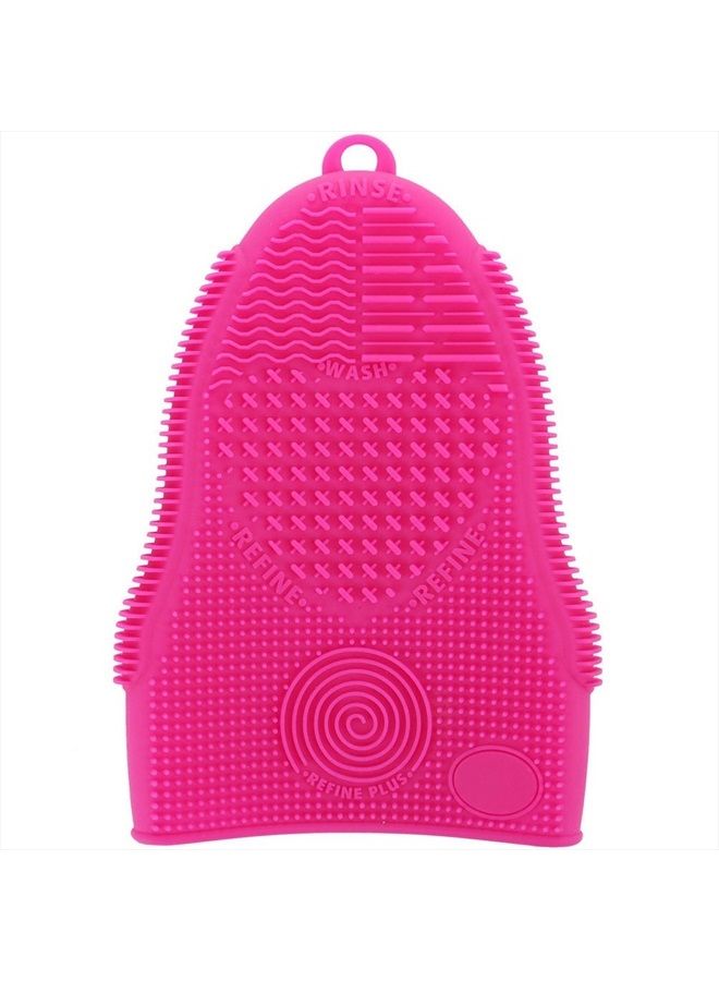 ScivoKaval Makeup Brush Cleaner Glove Mat Mitt Silicone Cosmetic Cleaning Scrubber Tool Face Brushes and Eye Brush Washing Pad Pink (Rose Red)  - Image 2
