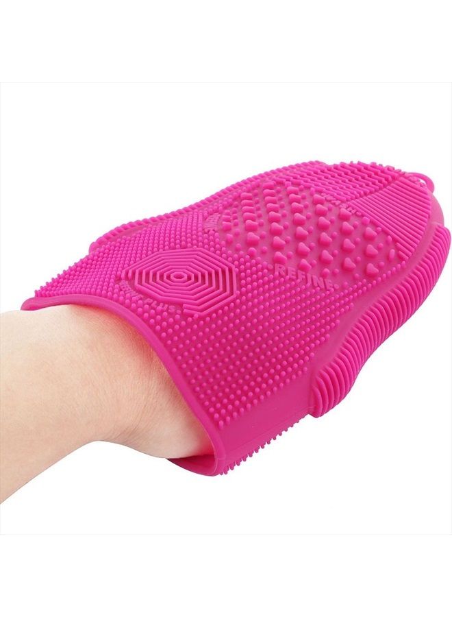 ScivoKaval Makeup Brush Cleaner Glove Mat Mitt Silicone Cosmetic Cleaning Scrubber Tool Face Brushes and Eye Brush Washing Pad Pink (Rose Red)  - Image 5