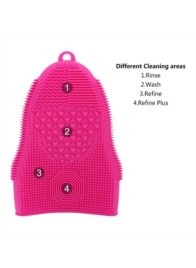 ScivoKaval Makeup Brush Cleaner Glove Mat Mitt Silicone Cosmetic Cleaning Scrubber Tool Face Brushes and Eye Brush Washing Pad Pink (Rose Red)  - Image 3