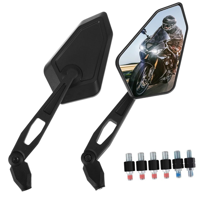Universal Folding Motorcycle Mirrors Adjustable Shape Handlebar Mount Enhanced Visibility 1 Pair - Image 2