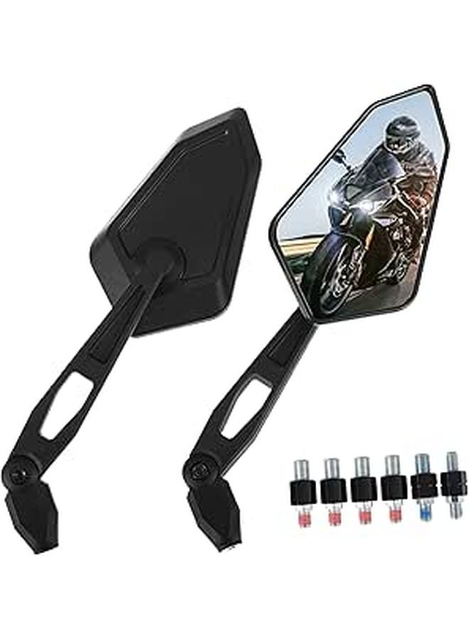 Universal Folding Motorcycle Mirrors Adjustable Shape Handlebar Mount Enhanced Visibility 1 Pair - Image 1