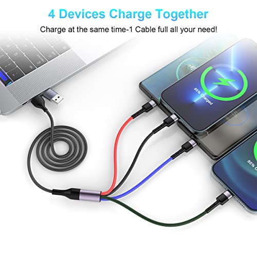 MTAKYI 10 Ft USB C Multi Fast Charging Cable Universal USB Cellphone Cables 4 in 1 Charging Cord with Lightning*2+Type C+Micro USB Nylon Braided Charger Cord Adapter for Apple iOS iPhone/Android/Samsung - Image 5