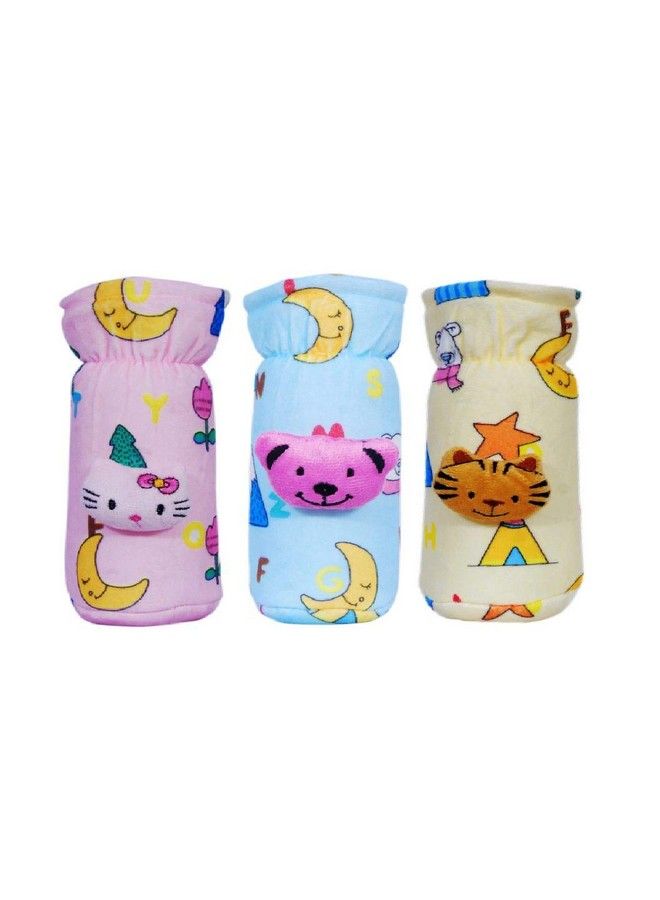 Alya Stretchable Soft Velvet Plush Attractive Overall Alphabet Prints Baby Feeding Bottle Cover With Holding Strap Suitable For 150Ml 220Ml 240Ml 250Ml Feeding Bottles(Pack Of 3) - Image 1