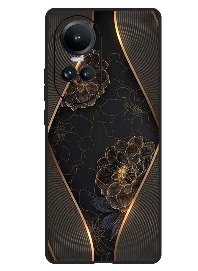Theodor Protective Case Anti Scratch Shock Proof Bumper Cover For Oppo Reno 10/10 Pro Gold flower - Image 1