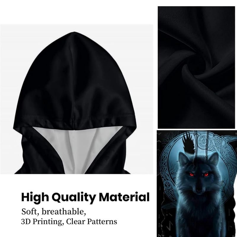 prigridche Mens Wolf 3D Printed Hoodie Pants Suit Male Autumn and Winter Casual Sweatshirt Pullover Men Tracksuit Set,Printed Sweatpant - Image 2