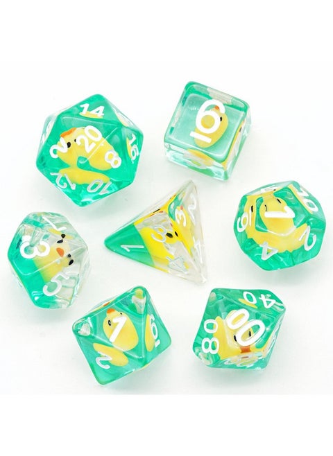 Cusdie 7-Die DND Dice, Polyhedral Dice Set Filled with Animal, Animal Dice Set for Role Playing Game Dungeons and Dragons D&D Dice Pathfinder (Yellow Duck)