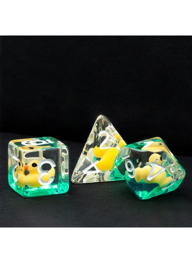 cusdie Cusdie 7-Die DND Dice, Polyhedral Dice Set Filled with Animal, Animal Dice Set for Role Playing Game Dungeons and Dragons D&D Dice Pathfinder (Yellow Duck)  - Image 3
