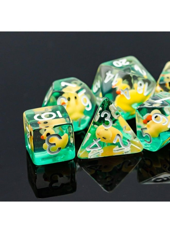 cusdie Cusdie 7-Die DND Dice, Polyhedral Dice Set Filled with Animal, Animal Dice Set for Role Playing Game Dungeons and Dragons D&D Dice Pathfinder (Yellow Duck)  - Image 5