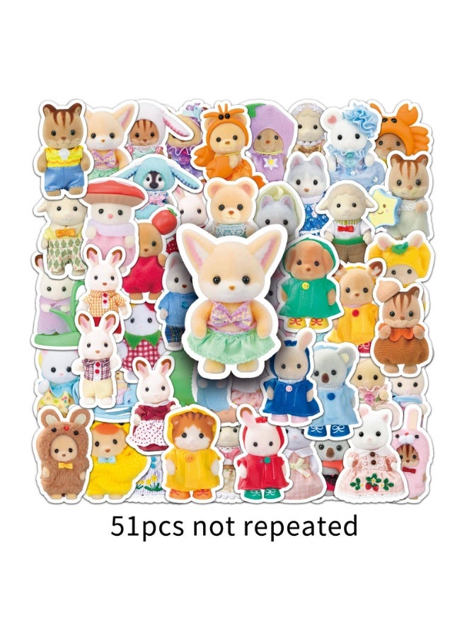 NIBEMINENT 51 Pcs Cartoon Senbeier Deco Kit Waterproof Stickers, High Definition Printing Bright Colors, Suitable for Laptop Skateboard Luggage Water Bottle Guitar DIY - Image 1