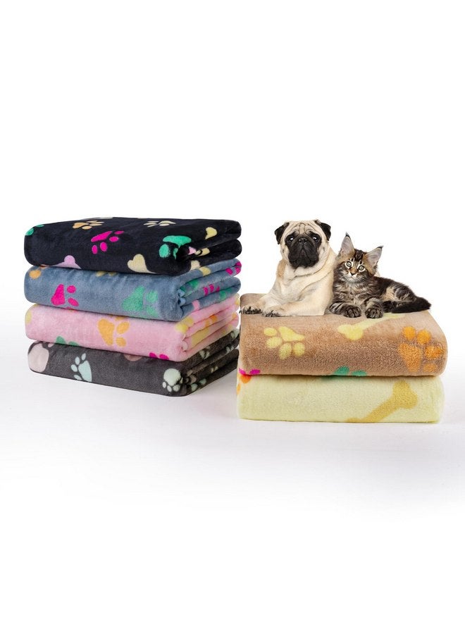 Dono 1 Pack 6 Dog&Cat Blanket, Soft Fluffy Fleece Puppy Blanket for Small Medium Large Dogs Girl, Pink Paw Print Puppy Dog Cat Warm Sleep Mat Blankets Essentials for Dogs - Image 1