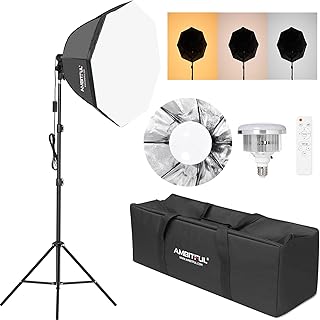 AMBITFUL AMBITFUL Softbox Photography Lighting Kit, 65cm Softbox Lighting Kit with 2M Tripod Light Stand & 50W 3000-6500K - Image 1