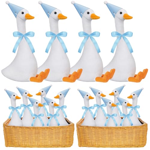 Blueweenly 12 Sets Silly Goose Birthday Decor 1st Adopt a Goose Party Favor Gift 71 Inch Stuffed Animal with Mini Party Hat and Ribbon for Christmas Birthday GiftCuteBlue - Image 5