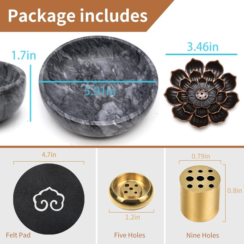 vrupin Natural Marble Incense Burner, Stick and Reflux Incense Holder, Handmade Stick Incense Burner, Ideal for Incense Smoking, Incense Burning and Decoration (Extra Large 5.91inBlack) - Image 4