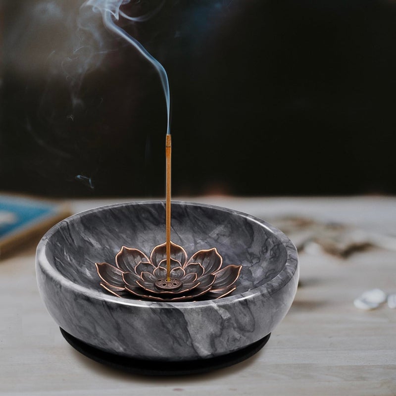 vrupin Natural Marble Incense Burner, Stick and Reflux Incense Holder, Handmade Stick Incense Burner, Ideal for Incense Smoking, Incense Burning and Decoration (Extra Large 5.91inBlack) - Image 5