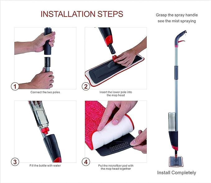 Rikriva Healthy Spray Mop Floor Mop with Removable Washable Cleaning Pad and Integrated Water Spray Mechanism - Image 4