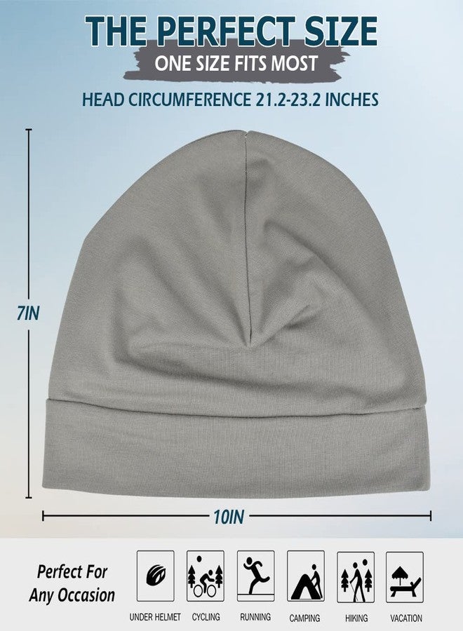 Headshion Cotton Skull Caps for Men Women,2-Pack Lightweight Beanie Sleep Hats Breathable Helmet Liner Grey,Ivory White, Pure Grey & Ivory White, One size - Image 5