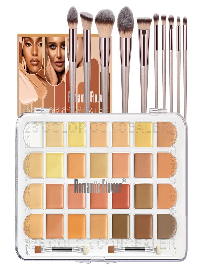 VolksRose 28 Colors Correcting Concealer Palette, Full Coverage Cream Contour Palette with Brush, Long Lasting Waterproof Foundation Highlighting Concealer Cream Makeup Palette - Image 1