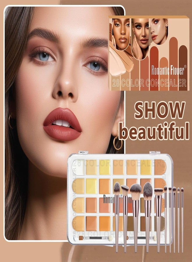 VolksRose 28 Colors Correcting Concealer Palette, Full Coverage Cream Contour Palette with Brush, Long Lasting Waterproof Foundation Highlighting Concealer Cream Makeup Palette - Image 5