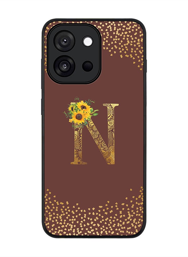 Stylizedd For OnePlus 13s / 13T Case,Slim fit Camera Protection, Shockproof Thin Phone cover  - Custom Floral Monogram - N  (Brown )