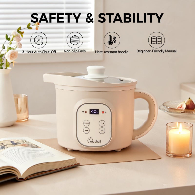 Yuuchail 1.6QTs Electric Wax Melter with Digital Display, Precise Temp Control 90â€“300Â°F, 3-Hour Auto Shut-Off & Non-Stick Coating, Wax Melting Pot for DIY Candle Making, Soap Making, Wax Crafts - Image 3