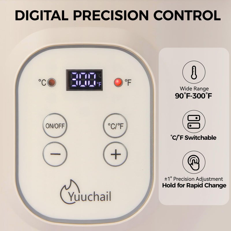 Yuuchail 1.6QTs Electric Wax Melter with Digital Display, Precise Temp Control 90â€“300Â°F, 3-Hour Auto Shut-Off & Non-Stick Coating, Wax Melting Pot for DIY Candle Making, Soap Making, Wax Crafts - Image 2