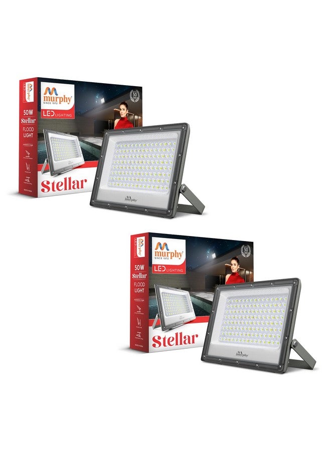 MURPHY Murphy Stellar 50W LED Flood Light with 2-Year Warranty | Cool White | High Brightness Outdoor LED for Security, Landscape, Warehouse, Backyard | IP66 Waterproof | BIS Approved - Pack of 2  - Image 1