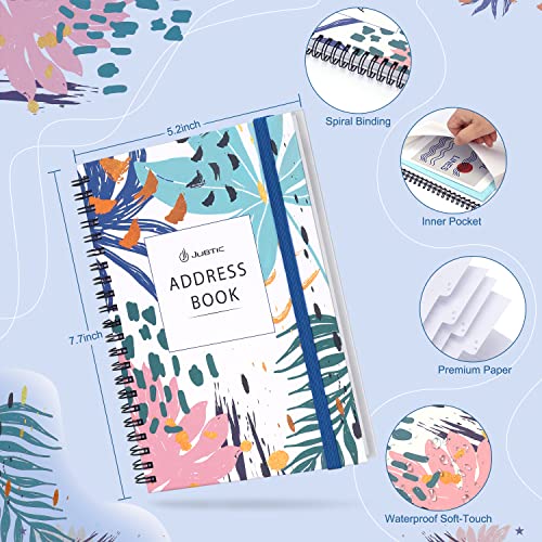 JUBTIC Address and Password Book with Alphabetical Tabs Hardcover Spiral Bound Address Organizer for Contacts,Internet Website Logins,Telephone Book Notebook Journal for Home Office,5.2" x7.7" - Image 2