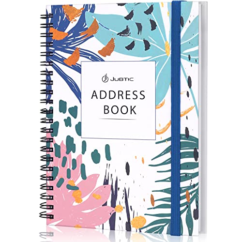 JUBTIC Address and Password Book with Alphabetical Tabs Hardcover Spiral Bound Address Organizer for Contacts,Internet Website Logins,Telephone Book Notebook Journal for Home Office,5.2" x7.7" - Image 1