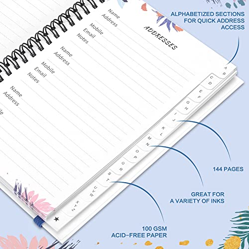 JUBTIC Address and Password Book with Alphabetical Tabs Hardcover Spiral Bound Address Organizer for Contacts,Internet Website Logins,Telephone Book Notebook Journal for Home Office,5.2" x7.7" - Image 5