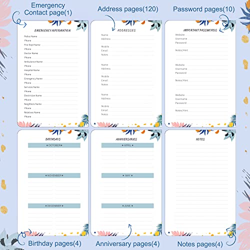 JUBTIC Address and Password Book with Alphabetical Tabs Hardcover Spiral Bound Address Organizer for Contacts,Internet Website Logins,Telephone Book Notebook Journal for Home Office,5.2" x7.7" - Image 4