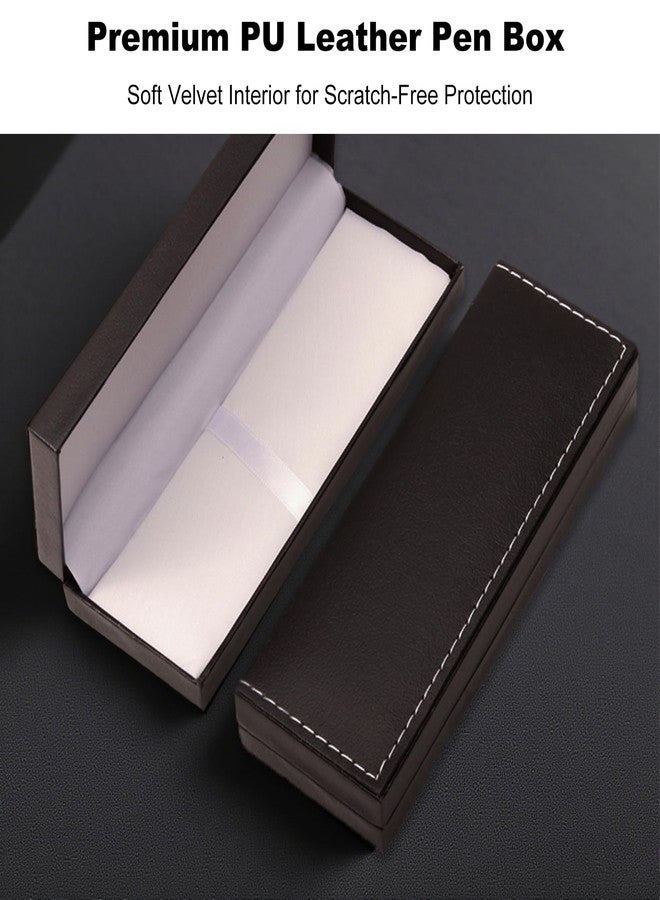 ZGGAZCA Leather Pen Box Single Case Empty Rectangle Pen Boxes for Fountain and Ballpoint Pens Display Organizer Storage Case for Men and Women Business Office School Supplies Collection Black - Image 3