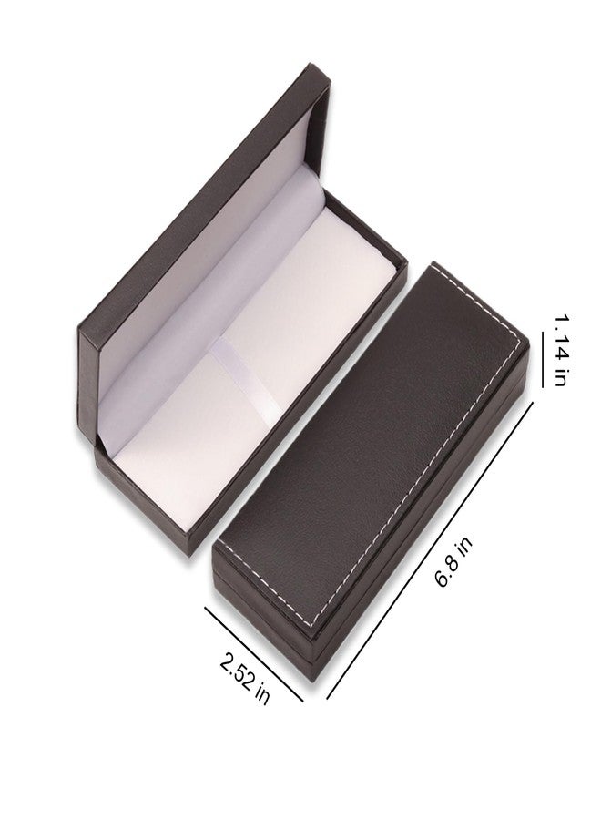ZGGAZCA Leather Pen Box Single Case Empty Rectangle Pen Boxes for Fountain and Ballpoint Pens Display Organizer Storage Case for Men and Women Business Office School Supplies Collection Black - Image 2