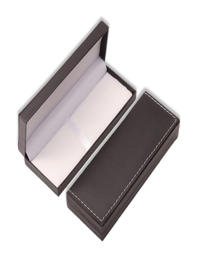 ZGGAZCA Leather Pen Box Single Case Empty Rectangle Pen Boxes for Fountain and Ballpoint Pens Display Organizer Storage Case for Men and Women Business Office School Supplies Collection Black - Image 1