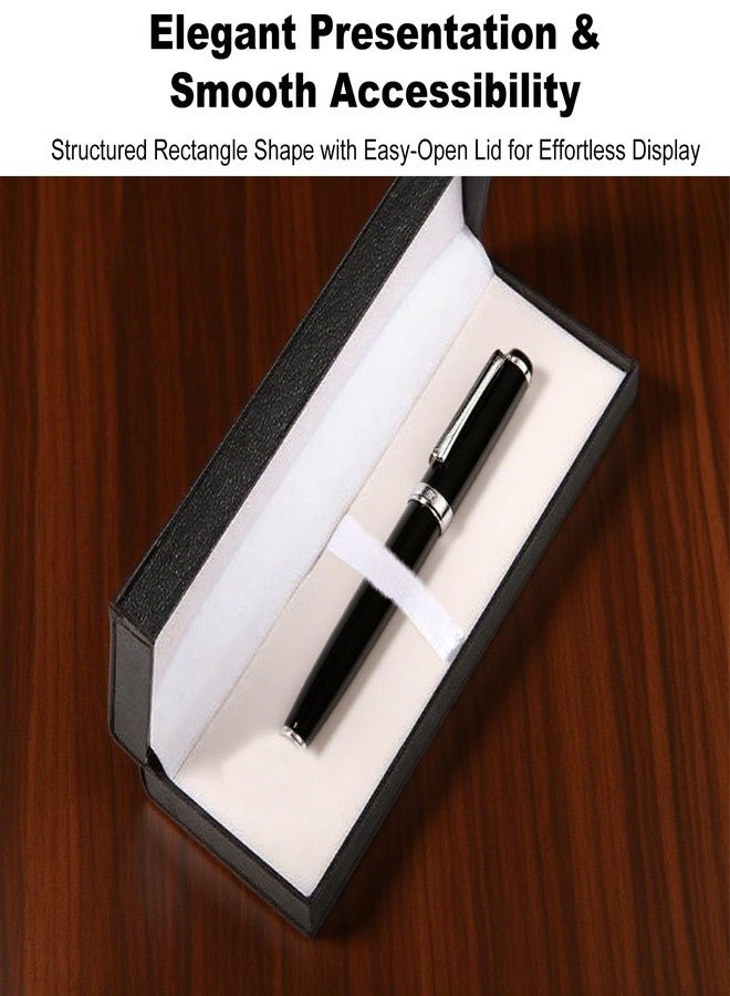 ZGGAZCA Leather Pen Box Single Case Empty Rectangle Pen Boxes for Fountain and Ballpoint Pens Display Organizer Storage Case for Men and Women Business Office School Supplies Collection Black - Image 4