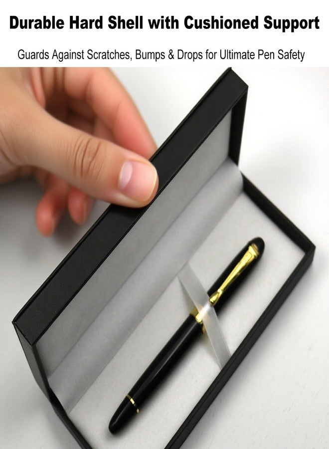ZGGAZCA Leather Pen Box Single Case Empty Rectangle Pen Boxes for Fountain and Ballpoint Pens Display Organizer Storage Case for Men and Women Business Office School Supplies Collection Black - Image 5