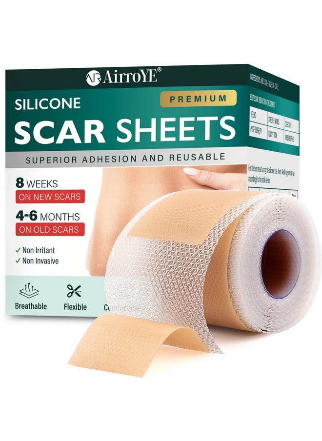 AirroYE - Silicone Scar Sheets,Silicone Scar Tape(1.6"X 120" Roll-3M), Reusable And Effective Scar Removal Sheets, Silicone Scar Removal Sheets For Surgical Scars,Healing Keloid, C-Section, Tummy Tuck - Image 1