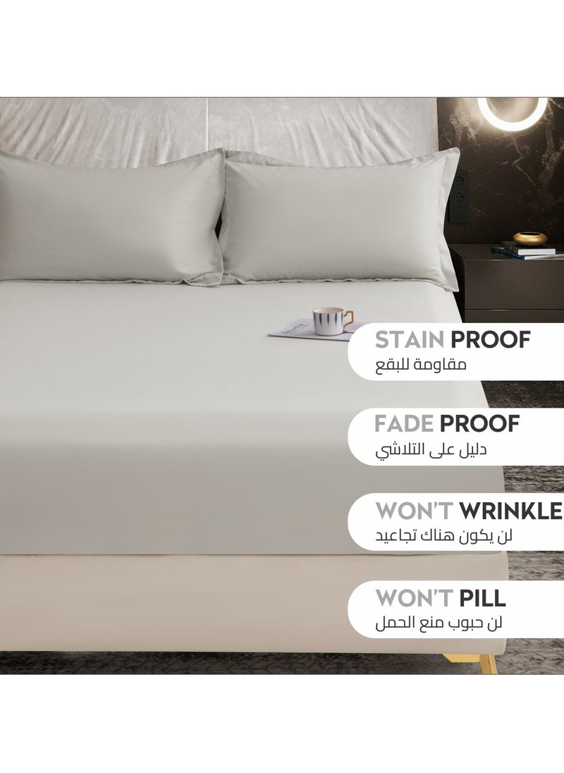 دوناتيلا - الفراش المجهزة ورقة 3 قطعة سوبر الملك الحجم الصلبة غطاء سرير مجموعة يناسب (200 * 200 سنتيمتر) مع سادات و 35 سنتيمتر اضافية عميق نحى ستوكات غطاء سرير ، الجرانيت - Image 1