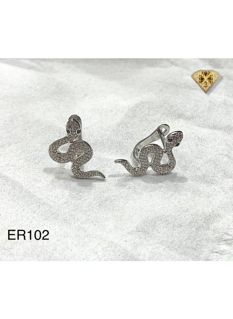 3diamond Platinum Plated Earring For Women Cubic Zircon Stone