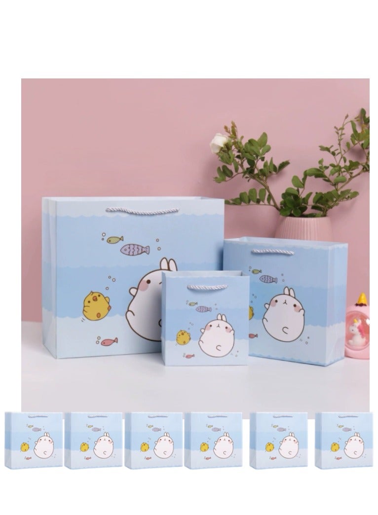 Generic 10 Pieces Luxury Gift Bags Birthday Gift Wrapping Bags Souvenir Packaging with Handle Cartoon Pattern Blue  - Image 1