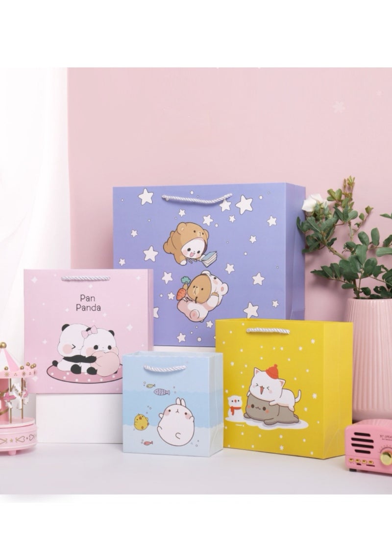 Generic 10 Pieces Luxury Gift Bags Birthday Gift Wrapping Bags Souvenir Packaging with Handle Cartoon Pattern Blue  - Image 3