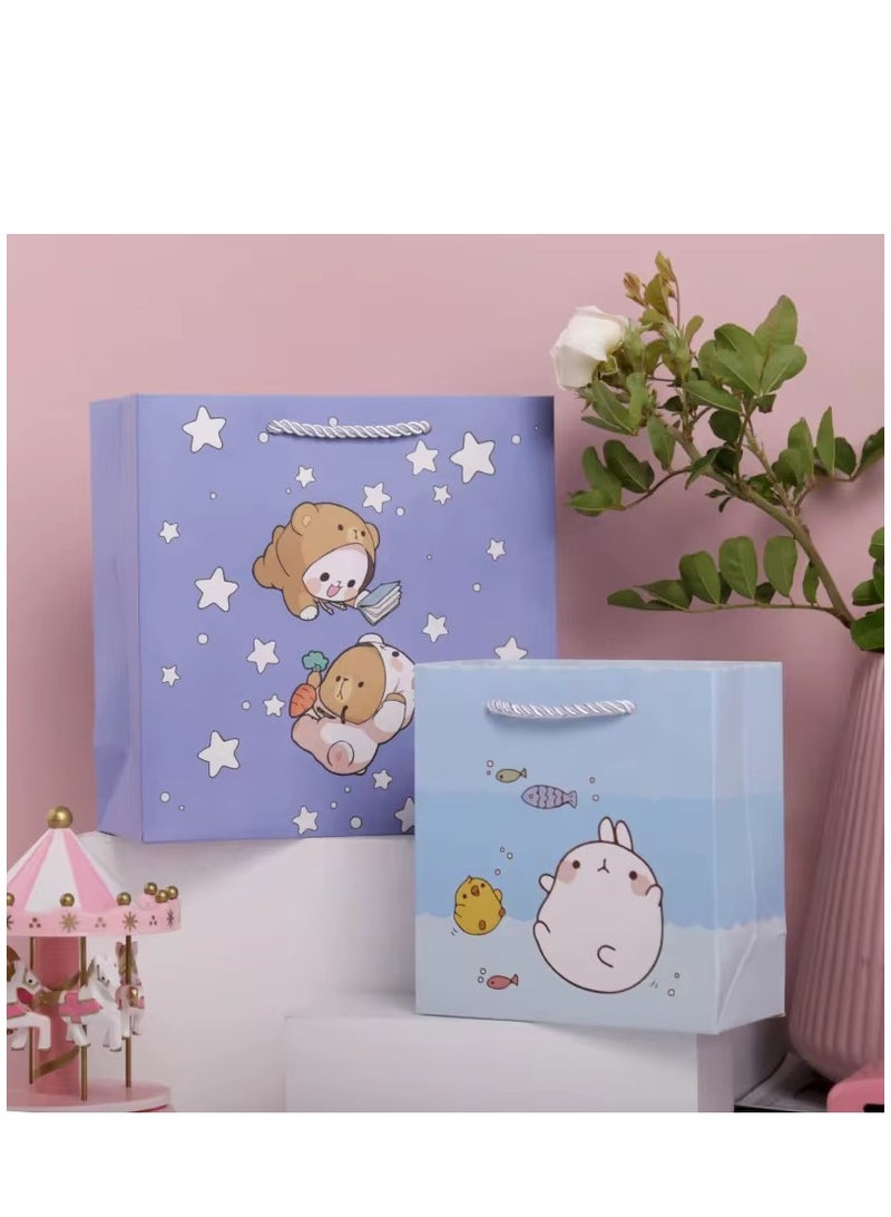 Generic 10 Pieces Luxury Gift Bags Birthday Gift Wrapping Bags Souvenir Packaging with Handle Cartoon Pattern Blue  - Image 2