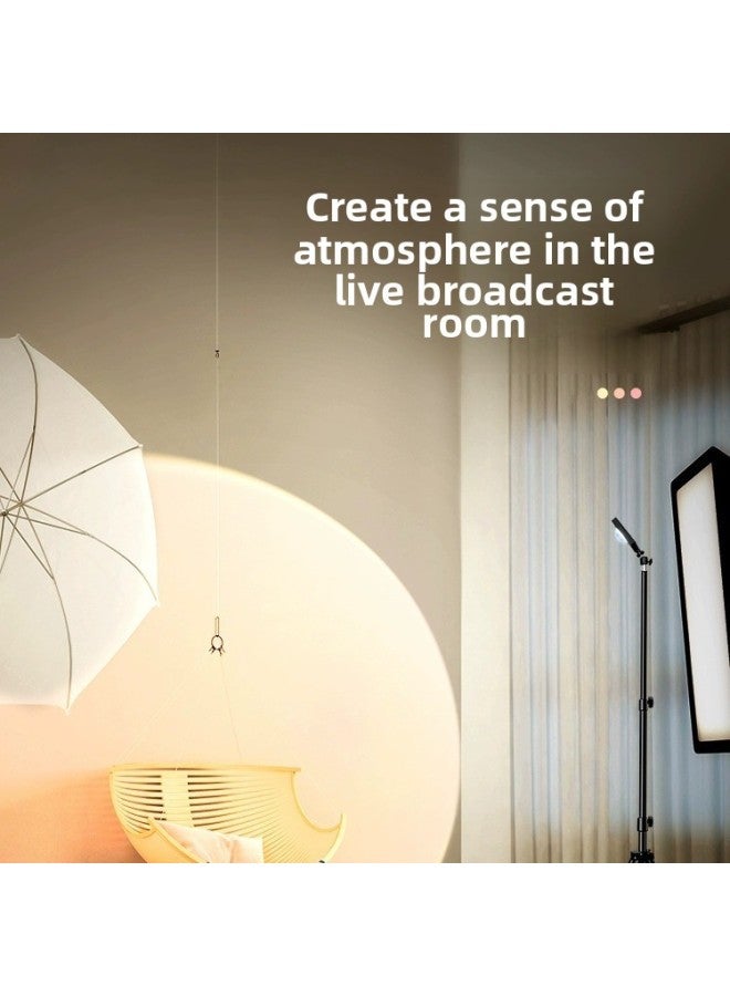 general Live Background Atmosphere Light Sunset Light Anchor Background Outline Fill Light Live Room Layout Spotlight-Specification:Live Broadcast Atmosphere Light 【white And Yellow Light】 + 2.1m Light Stand - Image 3