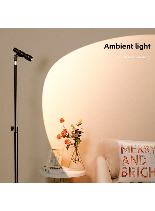 general Live Background Atmosphere Light Sunset Light Anchor Background Outline Fill Light Live Room Layout Spotlight-Specification:Live Broadcast Atmosphere Light 【white And Yellow Light】 + 2.1m Light Stand - Image 1