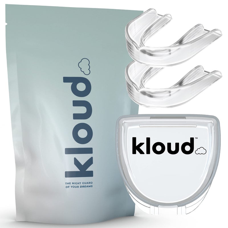 Kloud Night Guard Mouth Guard for Clenching Teeth and Grinding Teeth 2 Pack Custom Moldable Dental Mouth Guard Clear