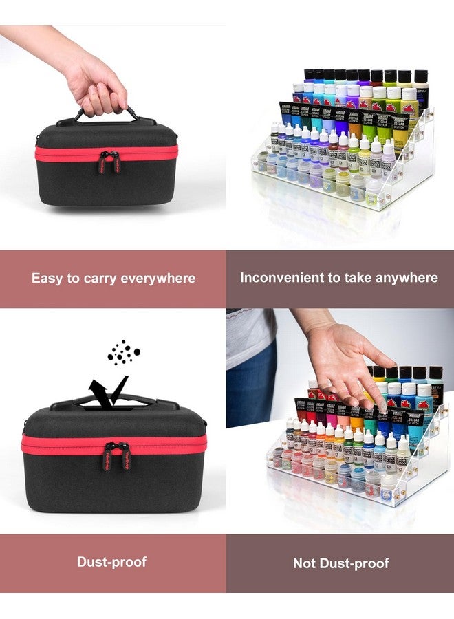 Yewltvep Acrylic Paint Storage case for Apple Barrel Acrylic Paint with 10pcs Paint Brush, Craft Paint Storage for 24 Bottles of 2 oz Acrylic Paint, Hard Shell Acrylic Paint Bottle Storage Organizer case - Image 4